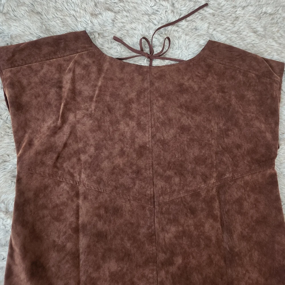 Free People Sawyer Faux Leather‎ Mini Dress Chicory Coffee Brown Women's Medium
